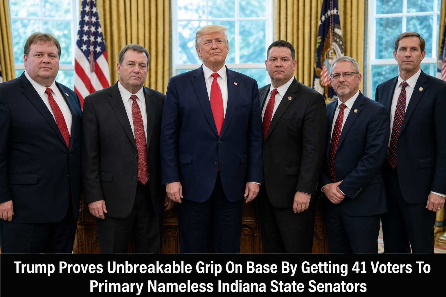Illustration for: Trump Proves Unbreakable Grip On Base By Getting 41 Voters To Primary Nameless Indiana State Senators
